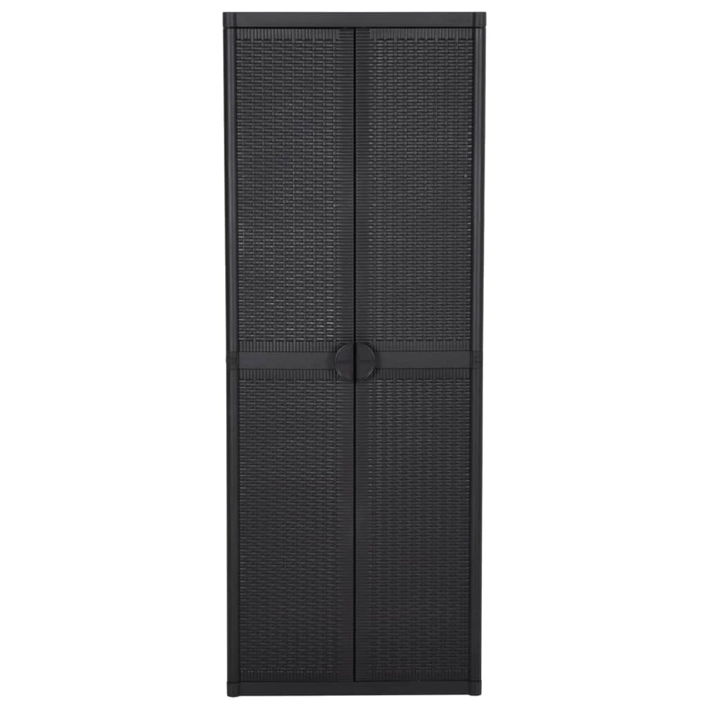 vidaXL Black Garden Storage Cabinet with PP Rattan Look - Versatile Use, Rugged Construction, Easy to Clean, Ideal for Patio and Garage Storage