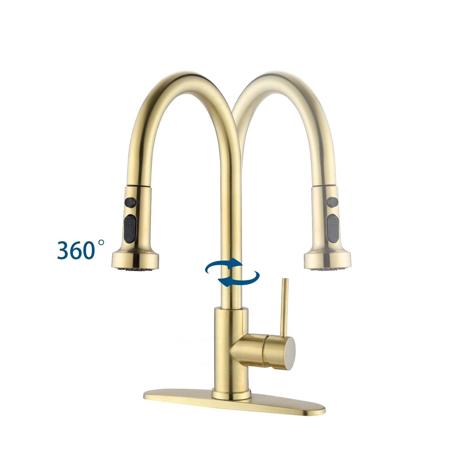 Unbranded Stainless Steel Pull Down Kitchen Faucet with Soap Dispenser Brushed Gold/Matte Black Brushed Gold Brushed