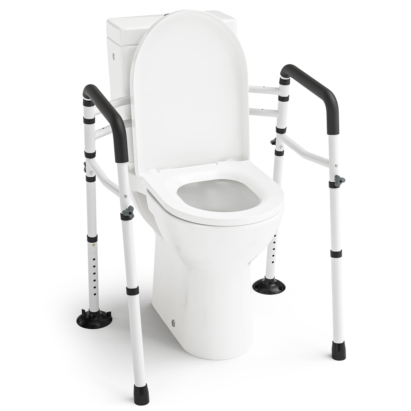 WAYES Toilet Safety Rails - Toilet Arms for Elderly, Fit for Most Toilet, Up to 300 Lbs, Adjustable Height & Width