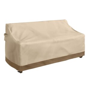 pure garden outdoor couch cover - 76x33in heavy-duty 600d polyester canvas with uv 50+ and waterproof backing - patio furniture covers (beige)