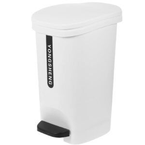 uonlytech 10l white polypropylene foot-close lid trash can, can be opened by hand, pedaled or kept open