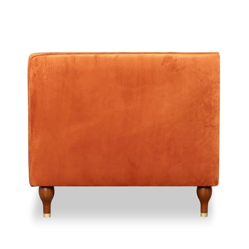 Ashcroft Furniture Co Conroe Mid-Century Tufted Tight Back Velvet Upholstered Sofa in Orange