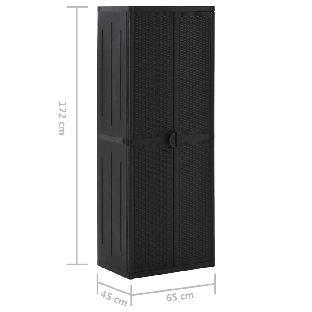 vidaXL Black Garden Storage Cabinet with PP Rattan Look - Versatile Use, Rugged Construction, Easy to Clean, Ideal for Patio and Garage Storage