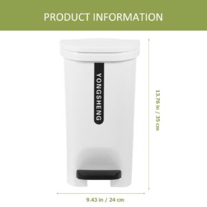 Uonlytech 10L White Polypropylene Foot-Close Lid Trash Can, Can Be Opened by Hand, Pedaled or Kept Open