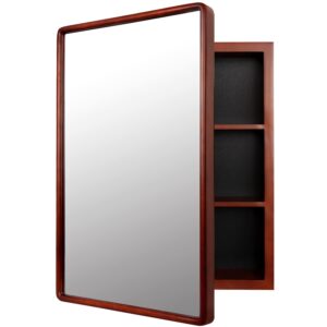 medicine cabinet bathroom mirror, 24''x16'' farmhouse wood frame bathroom medicine cabinet with mirror, vanity mirrors recess or surface mounted installation (brown)