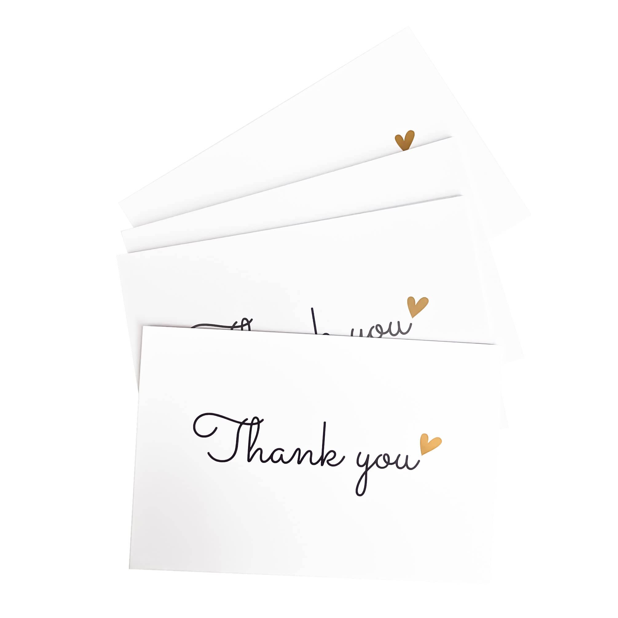 RXBC2011 50 Little Thank You Cards Gold Heart Design Bulk Thank you Notes for All Occasions 4 X 6 Inch