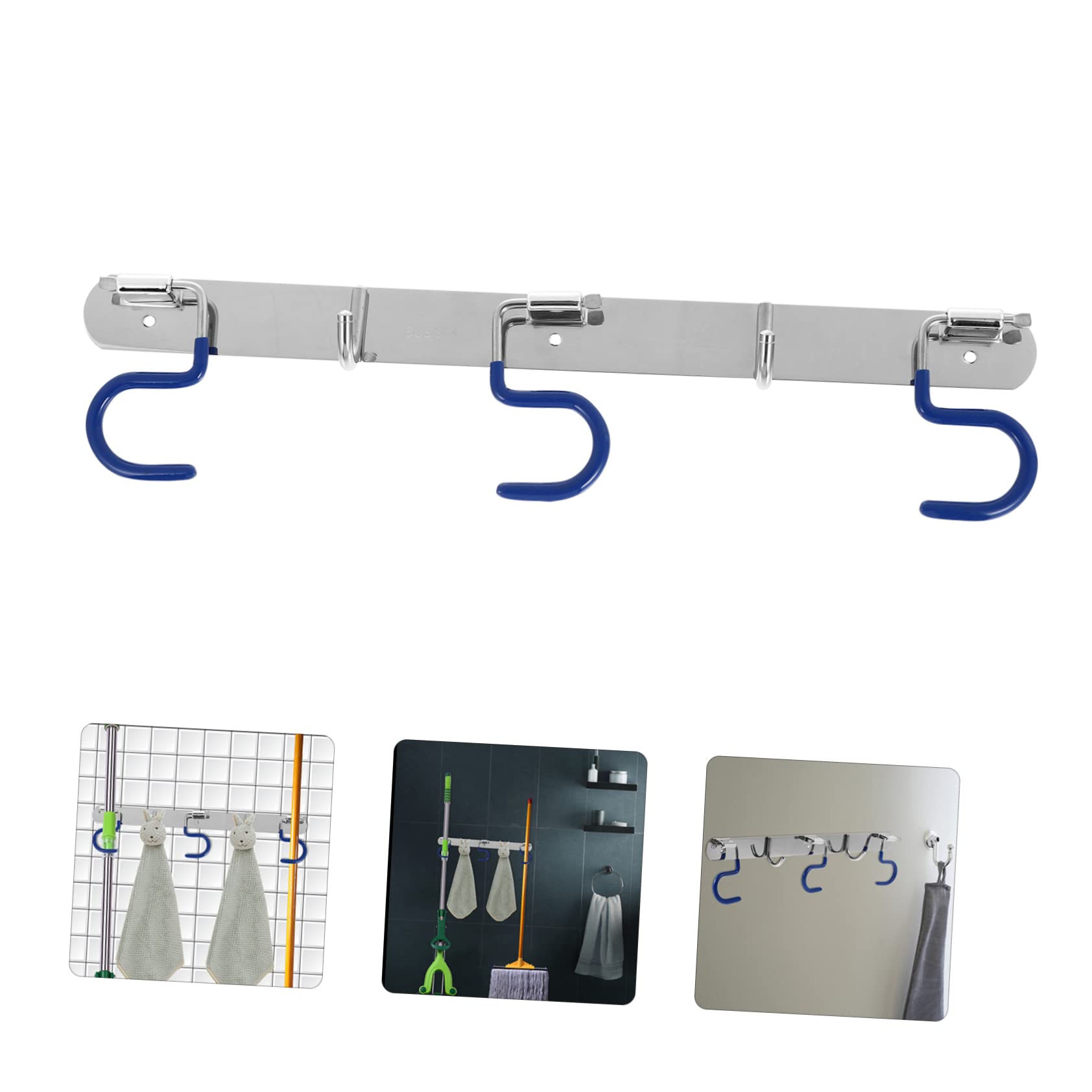 DOITOOL Mop Holder S- Type Mop Hook Toiletries Organizer Mops Rakes Holder Wall Hanger Hooks Garage Tool Organizer Heavy Duty Mop S-type Mop Hook Rack Stainless Steel Wall Mount Tableware