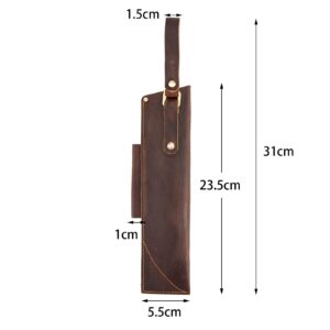 PBS Knife Sheath, Knife Sheath for Belt, Knife Holster with Belt Loop, Belt Knife Sheath for Fixed Blade Knife with Fire Starter, EDC Leather Sheath for Hiking, Hunting, Survival and Camping