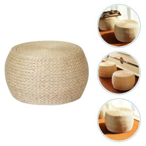 Baluue Round Pouf Ottoman 12.2" Patio Pouf Ottoman, Natural Jute Woven Boho Foot Rest Stool, Hand Woven Natural Seagrass Rattan Indoor Outdoor Patio Seat