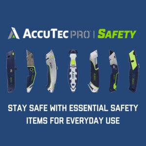 AccuTec Pro Safety L2 Auto Change Standard Utility Knife - Precision Engineered with Ergonomic Rubber Zinc Handle and Automatic Blade Reload - ASAL-L2ZI