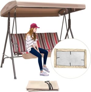 outdoor swing canopy replacement cover 3 seater,191x120x18cm/75x47x7'' universal patio swing cover,waterproof replacement canopy top cover for garden swing chair patio hammock