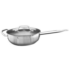 TrueCraftware- 5 Qt. Stainless Steel Sauté Pan with Lid and Welded Hollow Handle- Chef Cooking Pan Egg Pan Fry Pan Omelet Pan Sauté Pan Cookware NSF Certified