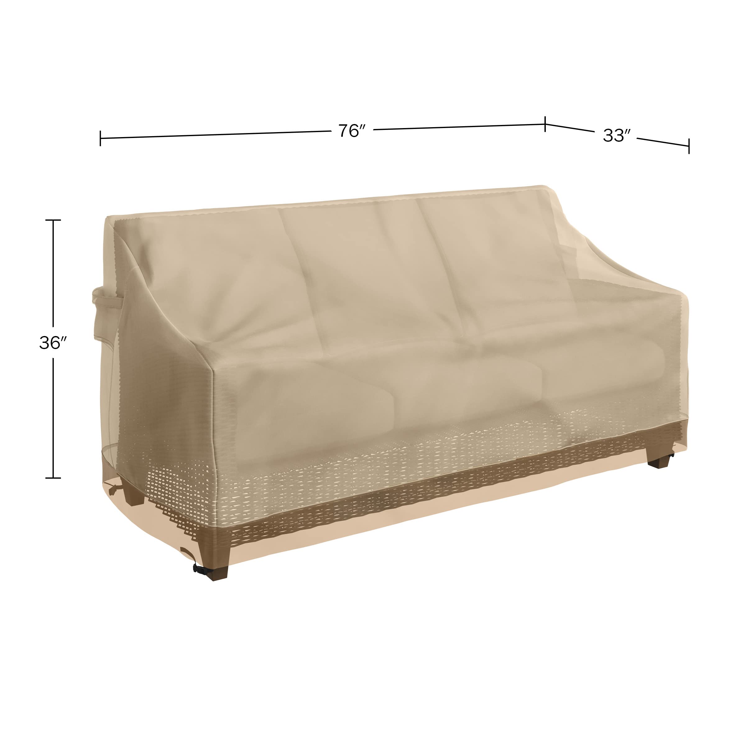 Pure Garden Outdoor Couch Cover - 76x33in Heavy-Duty 600D Polyester Canvas with UV 50+ and Waterproof Backing - Patio Furniture Covers (Beige)