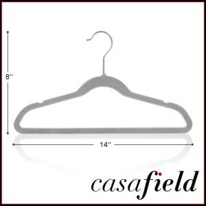 Casafield 100 Velvet Kid's Hangers - 14" Size for Children's Clothes - Gray