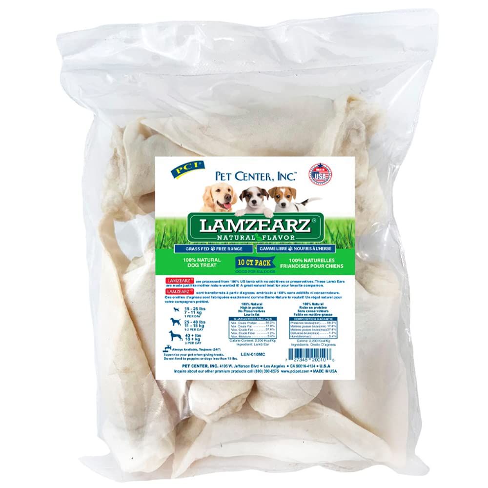 PCI Pet Center Inc Lamzearz - 10 Pack of Premium Lamb Ear Dog Treats