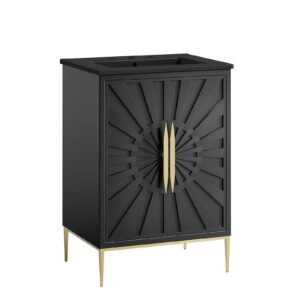 modway awaken bathroom vanity cabinet, 24", black black