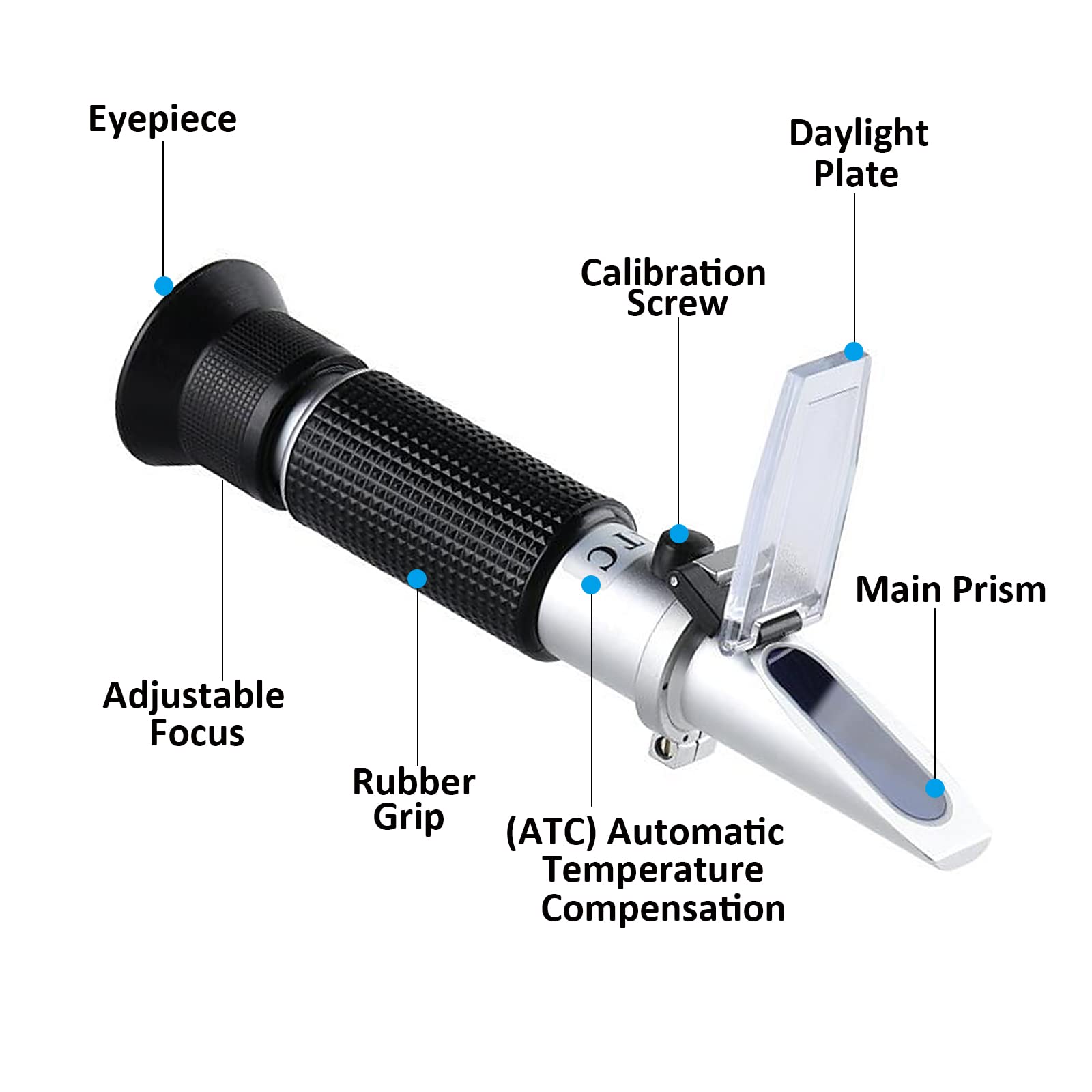 Alcohol Refractometer of 0~80% v/v Volume Percent Scale Range, Alcohol Refractometer for Spirit Alcohol Volume Percent Measuring in Alcohol Liquor Production, Distilled Beverages