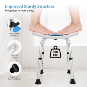 FSA/HSA Eligible Shower Stool for Inside Shower, Shower Chair Seat with Assist Grab Bar, Tool-Free Assembly Shower Seat for Bathtub, Shower Bath Chairs for Elderly, Senior, Handicap,Injured