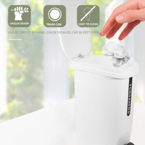 Uonlytech 10L White Polypropylene Foot-Close Lid Trash Can, Can Be Opened by Hand, Pedaled or Kept Open