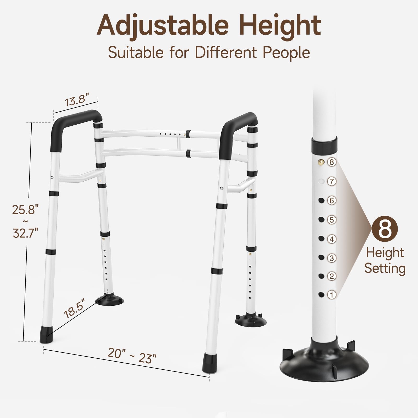 WAYES Toilet Safety Rails - Toilet Arms for Elderly, Fit for Most Toilet, Up to 300 Lbs, Adjustable Height & Width