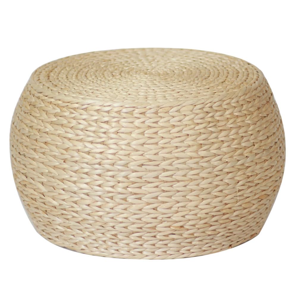 Baluue Round Pouf Ottoman 12.2" Patio Pouf Ottoman, Natural Jute Woven Boho Foot Rest Stool, Hand Woven Natural Seagrass Rattan Indoor Outdoor Patio Seat