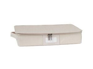 covermates keepsakes - zip-top storage box - heavy duty polyester- reinforced handles - stackable design - indoor storage-beige heather