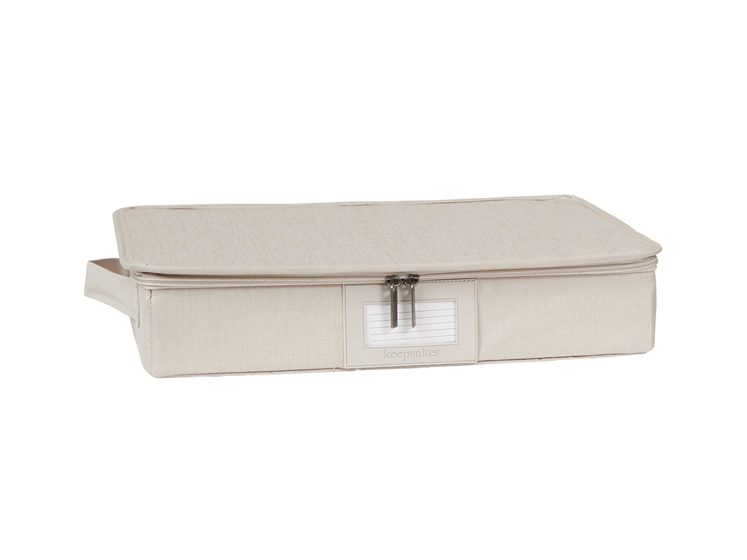 Covermates Keepsakes - Zip-Top Storage Box - Heavy Duty Polyester- Reinforced Handles - Stackable Design - Indoor Storage-Beige Heather