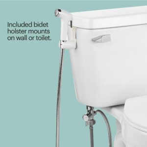 Brondell PS-91W PureSpa Essential Handheld Bidet Sprayer for Toilets, Includes Spiral Metal Hose and Holster, Ambient Temperature, White