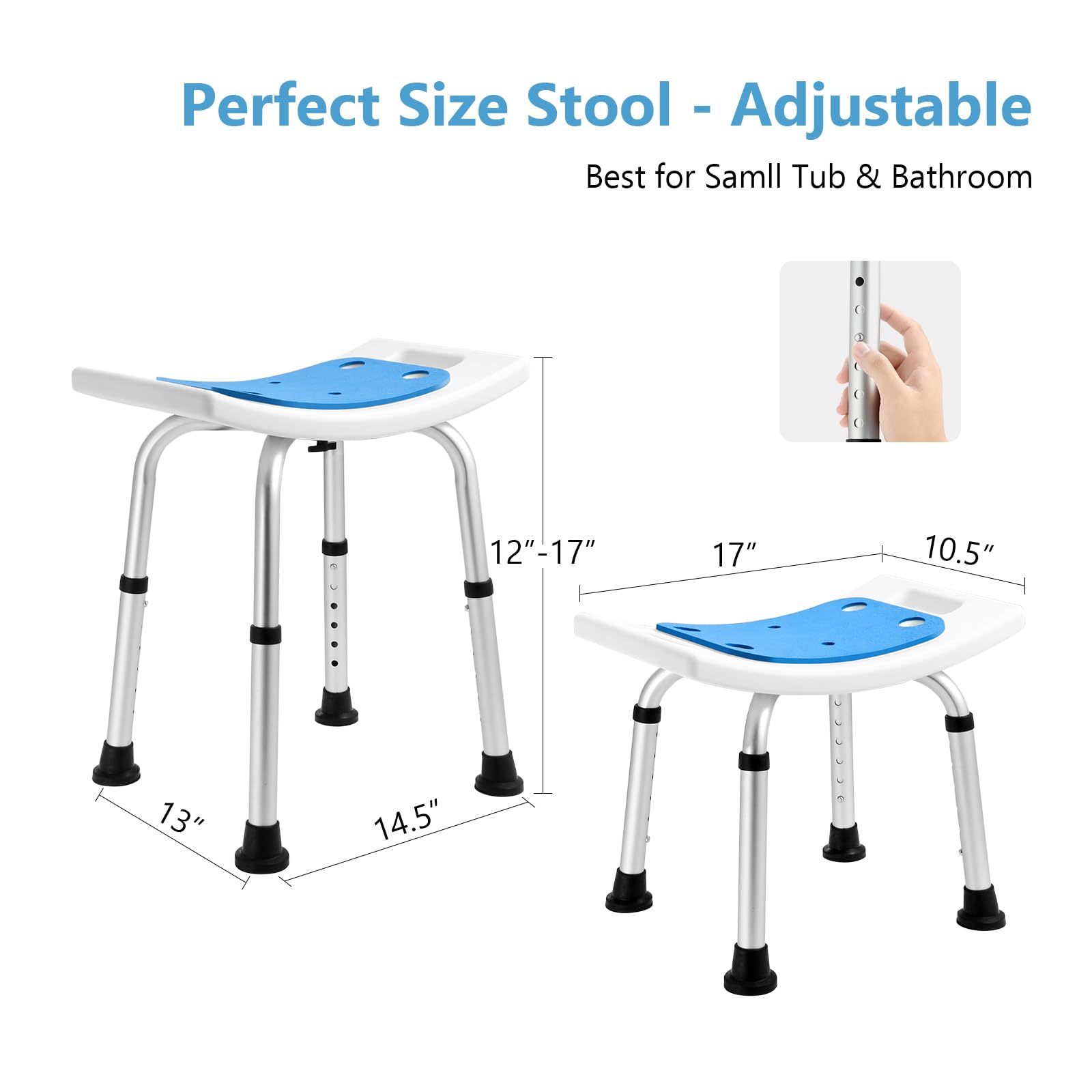 FSA/HSA Eligible Shower Stool for Inside Shower, Shower Chair Seat with Assist Grab Bar, Tool-Free Assembly Shower Seat for Bathtub, Shower Bath Chairs for Elderly, Senior, Handicap,Injured