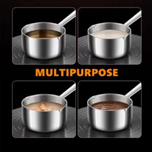 Lomoker Butter Warmer Pot, Small Sauce Pan, Heavy Duty Stainless Steel Cooking Pot for Milk, Coffee, and Melting Chocolate, 14 Oz