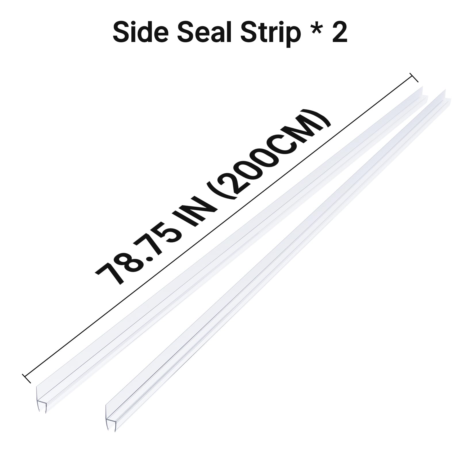 AmazerBath Shower Door Side Seal Strip (Set of 2), Frameless Glass Shower Door Seal Strip - Suitable for 3/8 Inch Glass, 78 inch