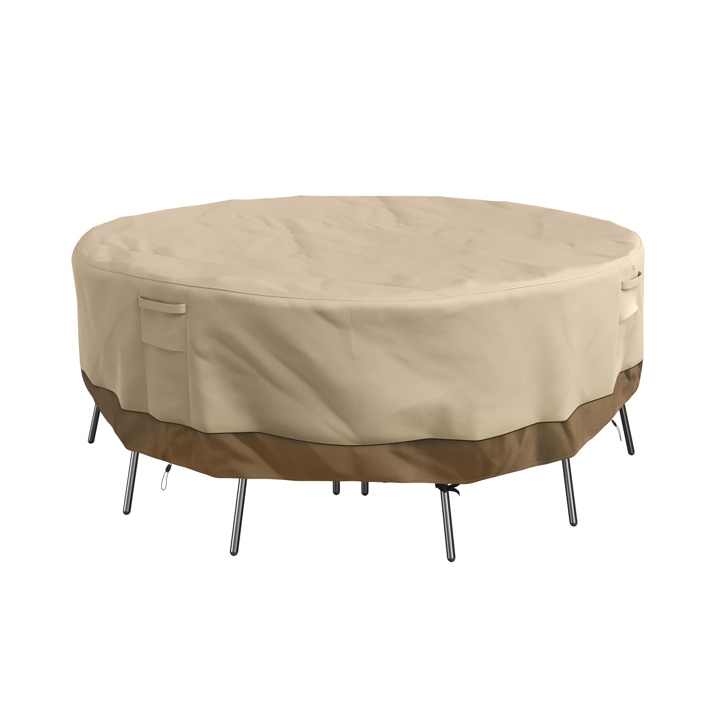 Pure Garden Round Outdoor Table Cover - 94in Heavy-Duty 600D Polyester Canvas with UV 50+ and Waterproof Backing - Patio Furniture Covers (Beige)