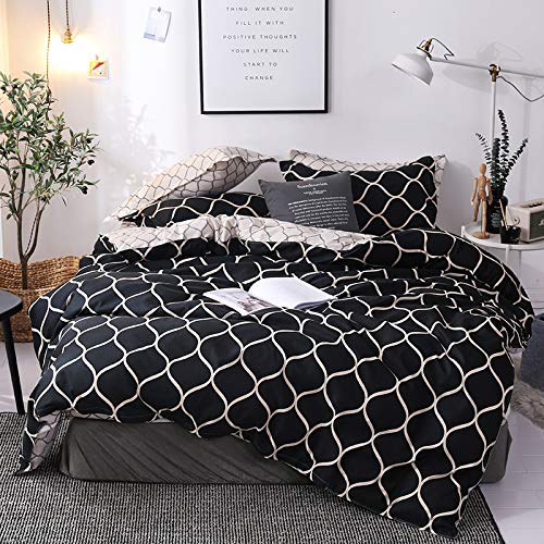 NTjinli Duvet Cover Queen Size-Dark Green Fish Scale Queen Duvet Cover Set,100% Washed Microfiber Queen Comforter Set,1 Duvet Cover 90x90 Inches with Zipper Closure and 2 Pillow Shams… (Black, Queen)