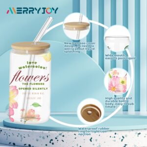 MerryJoy 25 PACK Sublimation Glass Blanks With Bamboo Lid,16 OZ Frosted Glass Cups With Lids And Straws,Sublimation Glass Can,Sublimation Glass Blanks For Iced Coffee,Juice,Soda,Drinks,Beer