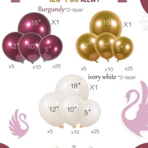 kozee burgundy and gold balloon garland arch kit 127Pcs double stuffed Maroon and gold balloons ivory Balloon arch for 2024 graduation Birthday Party Bridal shower Decorations