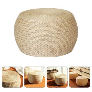 Baluue Round Pouf Ottoman 12.2" Patio Pouf Ottoman, Natural Jute Woven Boho Foot Rest Stool, Hand Woven Natural Seagrass Rattan Indoor Outdoor Patio Seat