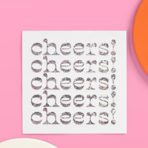 xo, Fetti Iridescent Cheers Napkins - 3-ply, 50 pcs | Bachelorette Party Decorations, Disco Birthday Party Decor, Baby Shower Supplies, Bridal Tableware