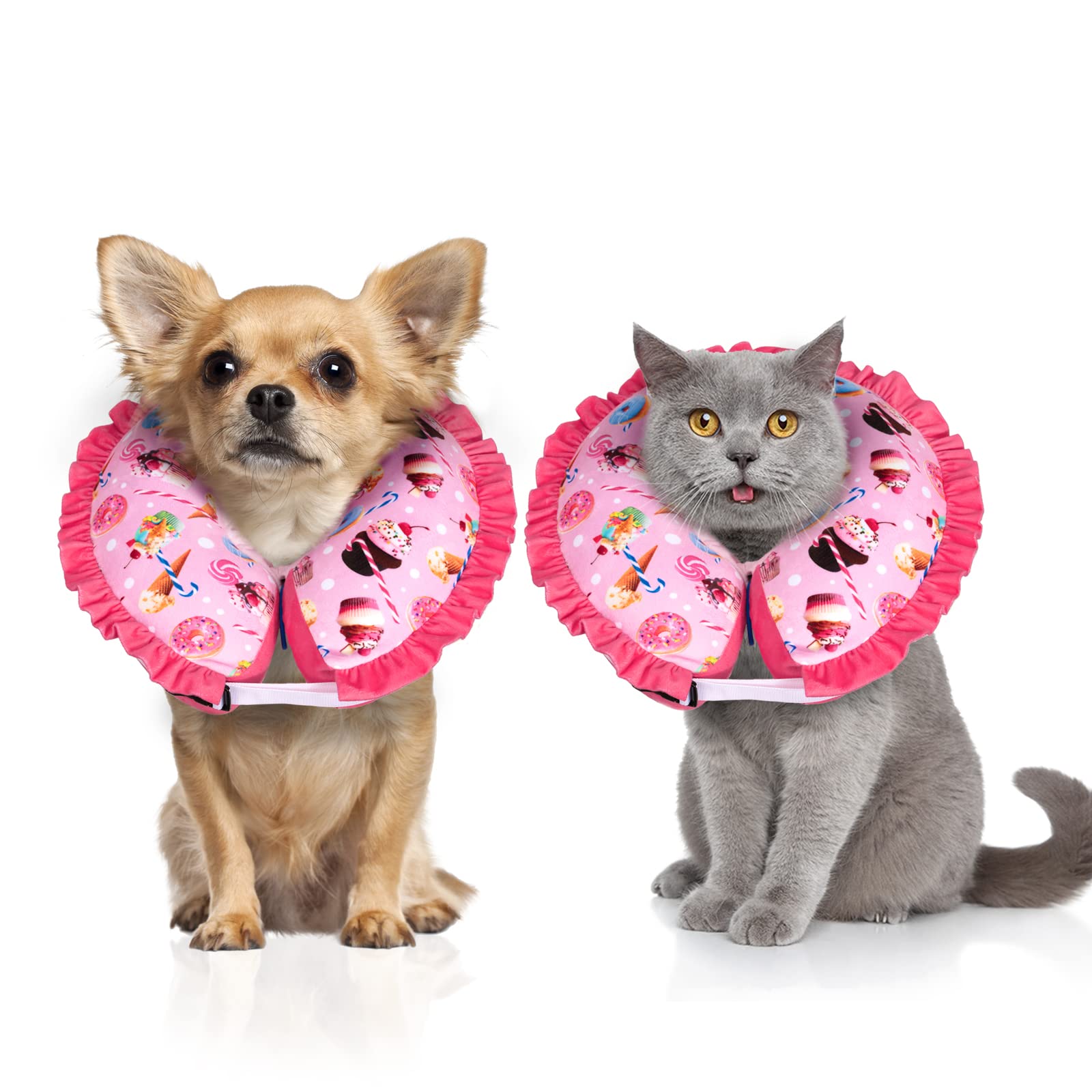 CuteBone Inflatable Cat Cone Collar to Stop Licking After Surgery-Double Adjustable Neck Range P23SO00102S