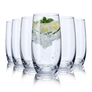 cukbless drinking glasses set of 6, crystal highball water glasses, glass cups for water, juice, beverage, mojito, mixed drinks, cocktail glass set-13 oz