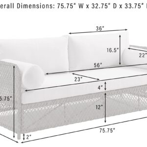 Crosley Furniture Granite Bay Wicker Outdoor Sofa, 3-Person Patio Couch for Porch, Deck, Backyard, Stone with Crème Cushions