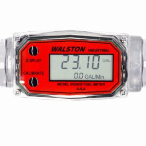 WALSTON INDUSTRIAL GH-5630 Digital Fuel Meter 3/4 Inch, Diesel Fuel Meter, 3-30 GPM, Diesel, Gasoline, Kerosine, Lubricants, 3/4" NPT