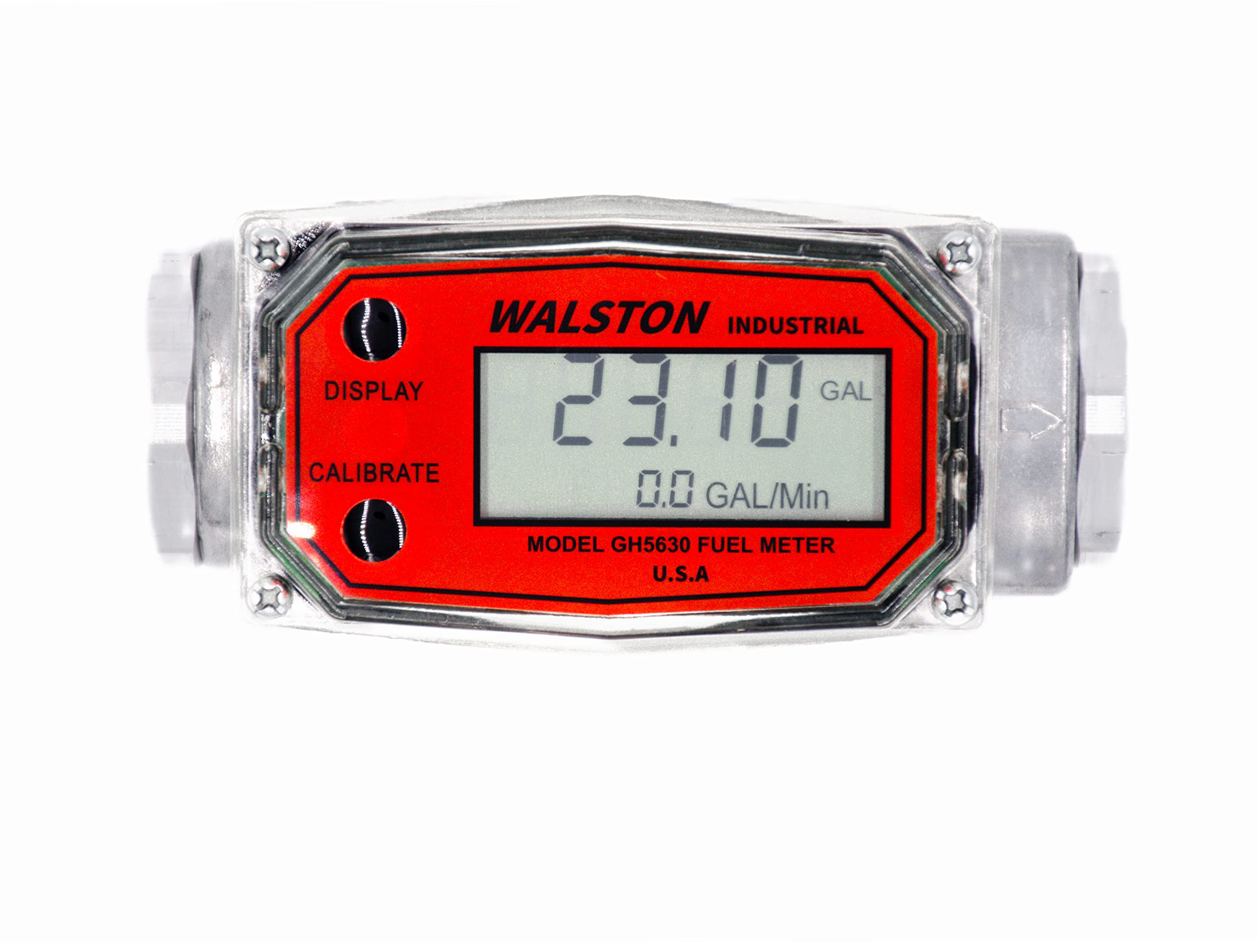 WALSTON INDUSTRIAL GH-5630 Digital Fuel Meter 3/4 Inch, Diesel Fuel Meter, 3-30 GPM, Diesel, Gasoline, Kerosine, Lubricants, 3/4" NPT