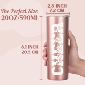 Onebttl Cheer Coach Gifts For Women, Her, Female - Cheer Coach - 20oz/590ml Stainless Steel Skinny Insulated Tumbler with Straw, Lid - Gift for Cheerleading or Cheerleader Coachs - (Rose gold)