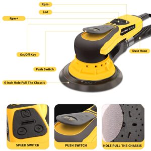 PHENDO Electric Random Orbital Sander Brushless 350W 3A Multi-function Variable Speed Corded Orbital Sanders Machine For Woodworking, Car, Drywall Sanding, Polishing…