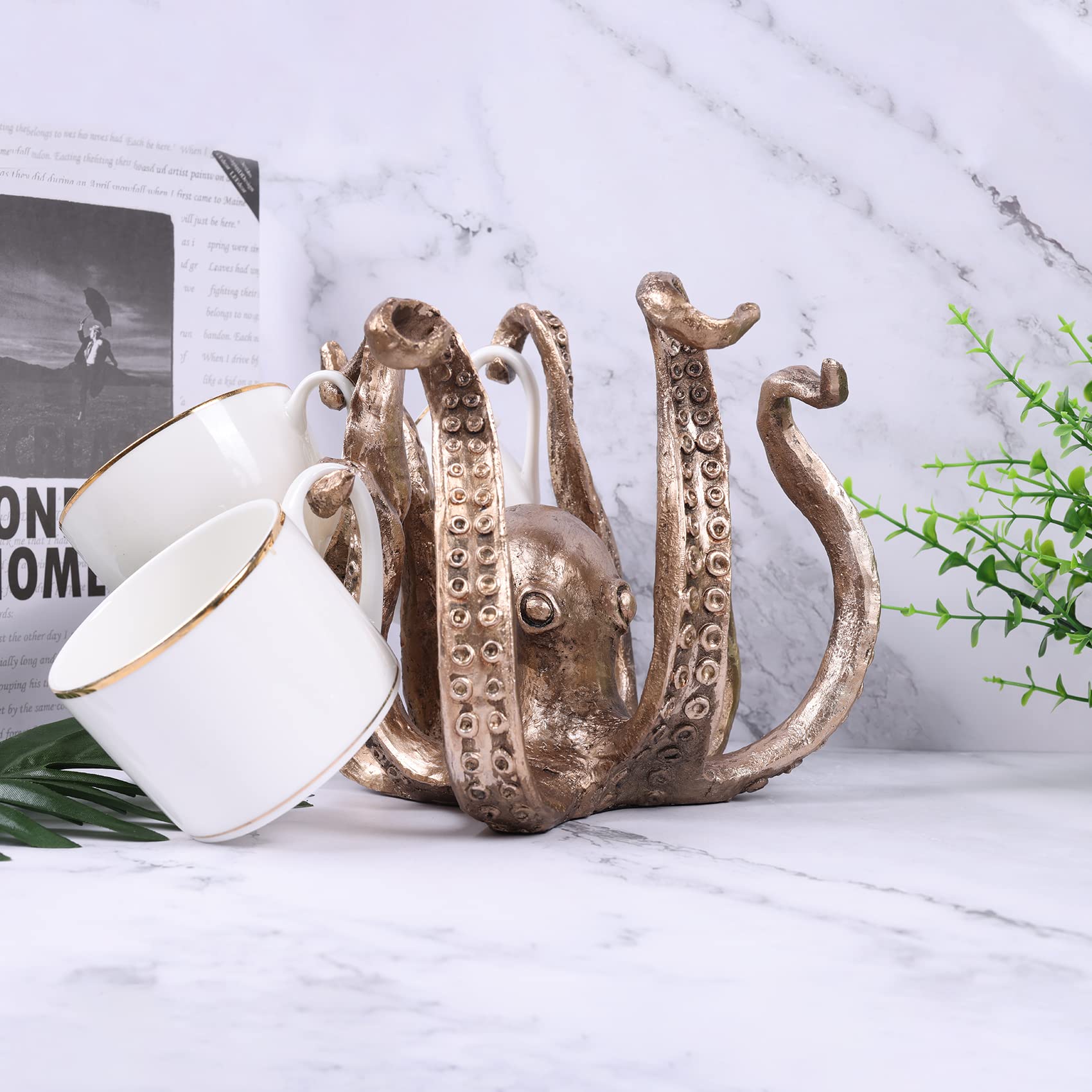 XINGYAN Octopus Resin Mug & Accessory Holder,Unique Design,Space Saving Storage for Mugs,Jewelry, Watches & Keys - Ideal Gift(Octopus)