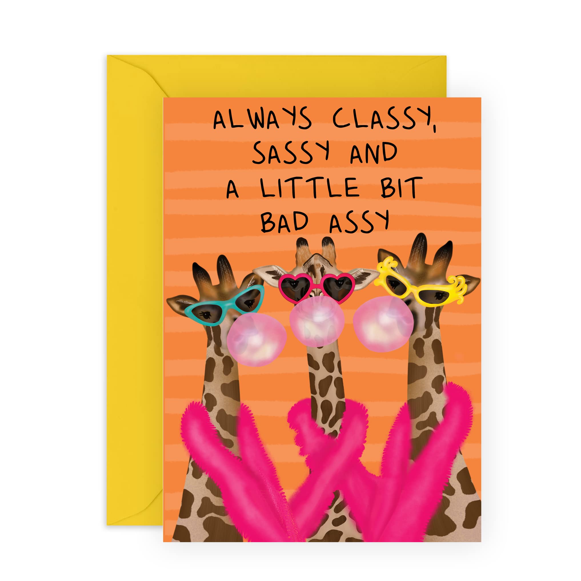 CENTRAL 23 Birthday Cards For Women Funny - Best Friend Birthday Card Female - 'Always Classy, Sassy, And A Little Bit Bad Assy' - Giraffes Gifts For Sister Daughter Cousin - Comes With Stickers