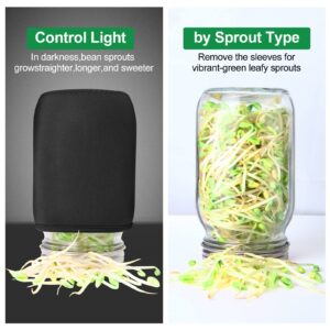 Sprouting Jar Kit, 32 OZ 2 Large Wide Mouth Mason Jars with Sprout Lids, Premium Canning Lids, Blackout Sleeves, Tray,Stand & Canning Brush - Sprouting Kit for Growing Broccoli, Mung Bean, Alfalfa