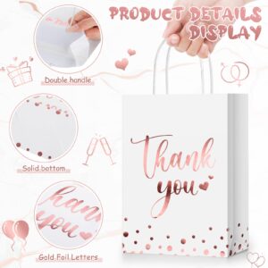 Tinlade 30 Pcs Thank You Gift Bags with Tissue Paper Gold Thank You Wedding Bags with Handle for Graduation Business Shopping Wedding Baby Shower Party Favors(Rose Gold)