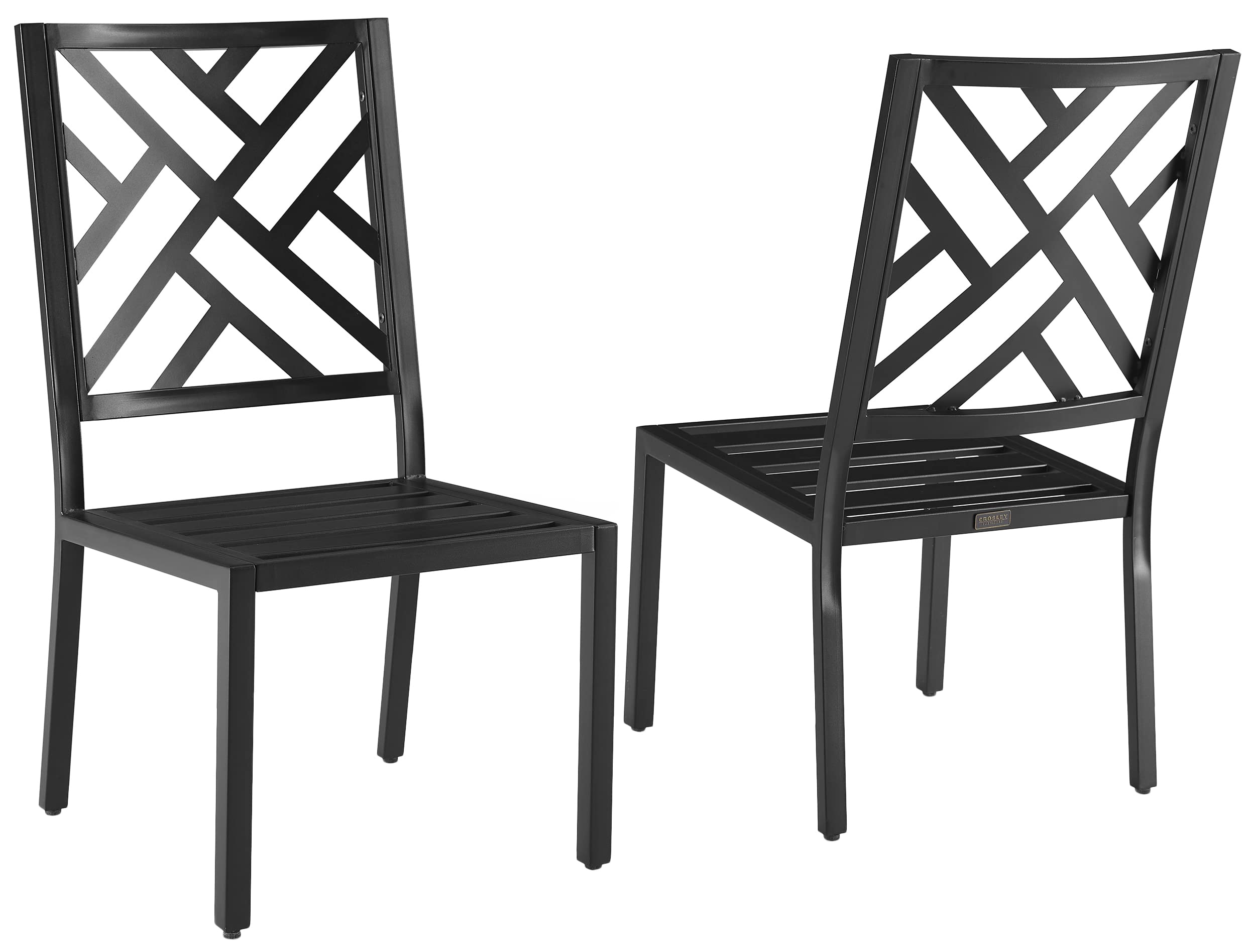 Crosley Furniture Locke 2-Piece Outdoor Chair Set, Dining Patio Chairs for Deck, Backyard, Matte Black with Creme Cushions