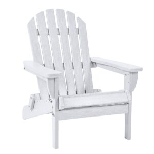 Keter Willoughby Folding Adirondack Chair with Weatherproof Finish, Outdoor Furniture for Entertaining by The Pool, Patio, and Fire Pit, Easy Assembly for Sturdy and Steady Outdoor Seating, White